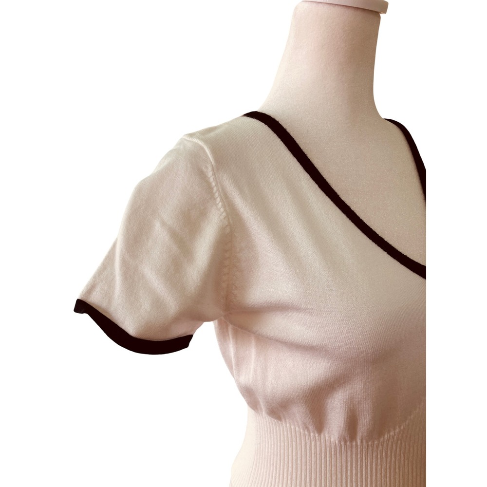 Rihoas White Black Contrasting Sweater Midi Dress Tennis Preppy Babydoll Size M - Picture 7 of 16